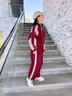 女童秋裝套裝2025春秋新款洋氣時(shí)髦中大童外套工裝褲運動(dòng)兩件套潮 紅色外套+褲子 150cm 曬單實(shí)拍圖