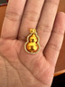 夢(mèng)金園七夕情人節(jié)禮物 黃金吊墜 5D硬金葫蘆吊墜鑲嵌鋯石福祿掛墜 凈金重約4.05g-贈(zèng)黃銀鏈 曬單實(shí)拍圖
