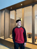 森馬（Semir）毛衣男2025春季絨感繡花針織衫內(nèi)搭寬松撞色插肩袖套頭毛衫潮 紅黑色調(diào)00369 L 曬單實(shí)拍圖