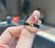 昂隆黃金999雙層轉運珠戒指女足金小金珠時(shí)尚編織指環(huán)生日禮物送女友 黑繩款 曬單實(shí)拍圖