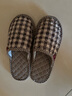 索凱特不傷地板無(wú)聲室內拖鞋包頭秋季冬棉布格子防滑膠底家居靜音拖鞋男 男膠底 包腳 淺棕格 44-45 男大適合42-43腳 曬單實(shí)拍圖