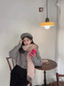 Charm Kendo貝雷帽女秋冬新大頭圍復古百搭顯臉小女畫(huà)家帽八角帽子禮盒裝 灰色 曬單實(shí)拍圖