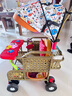 AWZ竹藤嬰兒推車(chē)夏季輕便寶寶仿藤兒童竹子小推車(chē)小孩藤椅雙層藤編 雙編餐音兩用護(hù)腳椅背調(diào)節(jié)加棚墊子+風(fēng)兜安全帶購(gòu)物籃 曬單實(shí)拍圖
