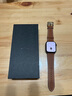 istrap蘋果手表表帶真皮愛馬仕同款牛皮適用apple watch表帶S10/9/8/7/6/5/SE男女士iWatch ultra2手表帶 淺棕白線丨黑色配件 44/45/46MM表盤【適用Wat 曬單實拍圖