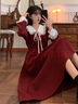 寧蔚2025春秋新款連衣裙小個(gè)子法式仙女裙女收腰顯瘦氣質(zhì)長(cháng)裙子JYF 7969-酒紅色 L 曬單實(shí)拍圖