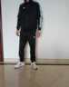 新款三條杠休閑運動(dòng)套裝男春秋季薄款加絨純棉跑步服情侶款團體服 黑色束腳（不加絨） XL (120-140斤) 曬單實(shí)拍圖