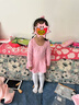 艾舞戈兒童舞蹈服空調房披肩長(cháng)袖上衣女童練功服跳舞衣坎肩外搭小外套 粉色-加絨加厚 M 碼（身高101-120cm) 曬單實(shí)拍圖