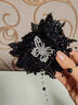 歐陽(yáng)先生花吻蝶原創(chuàng)設(shè)計(jì)百搭氣質(zhì)亮絲花朵蝴蝶流蘇抓夾 花吻蝶 黑 B08-204 曬單實(shí)拍圖