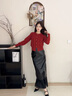 香影紅色毛衣開衫女2025秋裝新款蛇年本命年洋氣小香風(fēng)針織衫上衣 紅色 S 曬單實(shí)拍圖