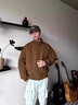 NYING廓形防風飛行夾克外套男士25春秋季新款美式潮牌cleanfit痞帥立領 H1039軍綠色 XL (125-145斤) 曬單實拍圖