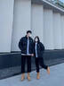 2025新款秋冬季羽絨服男士休閑立領(lǐng)寬松情侶上衣加厚保暖外套女潮 AD9009黑色 XL （建議140-160斤） 曬單實(shí)拍圖