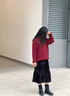 優(yōu)優(yōu)1點（Yoyo one）過年服女童兒童2025蛇年本命紅色毛衣裙子套裝新年拜年衣服女大童 19741毛衣+4541黑色 160 160cm 曬單實拍圖