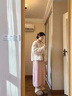 燕潯針織連衣裙子女2025新款秋冬季高級(jí)感打底內(nèi)搭配大衣衛(wèi)衣長(zhǎng)裙 粉色 L 曬單實(shí)拍圖