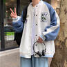 Shelley Jones美式復(fù)古棒球服外套男春秋季新款ins寬松潮流大碼休閑夾克上衣服 2259白色 XL (建議130-150斤) 曬單實(shí)拍圖