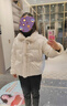 百圖betu女裝冬季新款羽絨服保暖拼接羊羔毛羽絨外套2410T04 米白 S 曬單實拍圖