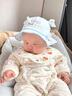 李晨曦（Lichenxi）寶寶帽子春秋季薄款刺繡BABY簡約時尚防曬可愛嬰幼兒外出遮陽盆帽 萌OUBABY抽繩盆帽—藍(lán)色 適合3-22個月寶寶頭圍40-47CM 曬單實拍圖