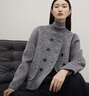 迪賽尼斯（DESIGNICE）羊駝毛短款雙面呢大衣冬季新款羊毛小香風(fēng)深灰毛呢外套女 深灰 S 曬單實(shí)拍圖
