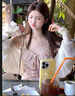 緋垚粉色蕾絲花邊碎花吊帶連衣裙女春秋夏季法式溫柔A字海邊度假長(zhǎng)裙 桃粉色 S 曬單實(shí)拍圖