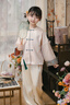 英氏（YEEHOO）兒童漢服女童唐裝春季淑女國風(fēng)新中式盤(pán)扣外套春裝復古中大童裝 夢(mèng)澤花羽淺粉 150 曬單實(shí)拍圖