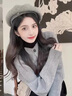 Charm Kendo貝雷帽女秋冬新大頭圍復古百搭顯臉小女畫(huà)家帽八角帽子禮盒裝 灰色 曬單實(shí)拍圖