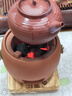 HAOMINGTIAN潮州砂銚壺煮茶爐子紅泥碳爐煮茶器壺側把燒水壺套裝工夫泡茶具 圓古碳爐+如愿側把砂銚壺 650ml 曬單實(shí)拍圖