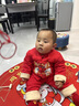 親智抓周衣服男寶冬天百天周歲新年紅色本命年新生嬰兒加厚分體衣套裝 紅色8038#夾棉套裝 73 曬單實拍圖