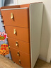 涌百臥室床頭邊柜窄五斗柜40寬輕奢皮質(zhì)儲物抽屜柜實(shí)木收納創(chuàng  )意五斗櫥 橙色+白 曬單實(shí)拍圖
