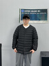 波司登（BOSIDENG）25年新款輕薄羽絨服男短款90絨V領(lǐng)內(nèi)膽保暖內(nèi)搭短外套B250130003 黑色8056-25-經(jīng)典極簡(jiǎn)風(fēng) XL 185/104A 體重約155-170斤 曬單實(shí)拍圖
