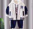 G.DUCKKIDS童裝男童春秋季套裝新款韓版男寶春裝時(shí)髦潮酷兒童衛衣三件套 藏青色 (三件套) 120cm 曬單實(shí)拍圖