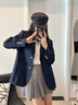 ELAND衣戀西裝女可拆卸學(xué)院徽章寬松含羊毛通勤西服2025秋季新款 藏青色(59)Navy M 165 曬單實(shí)拍圖