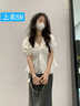 FSHE法式泡泡袖V領(lǐng)襯衫女裝春夏季設(shè)計甜美襯衣短袖短款小衫上衣 杏色  S (建議95斤以下) 曬單實拍圖