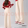 名創(chuàng)優(yōu)品（MINISO）加絨闊腿褲女秋冬季2024年新款保暖休閑女褲寬松顯瘦垂感毛呢褲子 奶茶棕(幸運花花褲標) 2XL (體重150-170斤左右) 曬單實拍圖