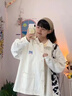 Jret2024春秋新款休閑薄款短外套女森系開衫工裝夾克外穿襯衣學(xué)生外套 杏色 L 曬單實(shí)拍圖