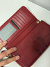 班亞奴錢(qián)包女長(cháng)款真皮大容量手拿包2025新款時(shí)尚多功能牛皮錢(qián)夾女式卡包 雙色酒紅色-防盜刷 曬單實(shí)拍圖