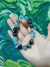 海藍(lán)寶石粉水晶手鏈女招財(cái)招桃花旺財(cái)旺事業(yè)黃發(fā)晶灰月光手串 鷹眼石+海藍(lán)寶 14cm 曬單實(shí)拍圖