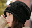 蟻倘遷帽子冬季女保暖針織帽防寒棉毛線(xiàn)帽女士秋冬天護耳加絨加厚堆堆帽 黑色 不加絨 曬單實(shí)拍圖