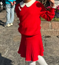 巴拉巴拉童裝女童套裝洋氣春秋裝中大童長(cháng)袖甜美潮拜年服 中國紅60611 160cm 曬單實(shí)拍圖