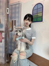 ANN ANDELMAN【明星同款】假兩件T恤拼接短袖簡約雙領修身打底衫 灰色 S 曬單實拍圖