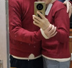 小熊精靈（xiaoxiongjingling）紅色毛衣親子裝2025春秋款高級喜慶一家三口四口母子母女裝拜年服 酒紅色單件毛衣 成人L碼(建議身高165-175cm) 曬單實拍圖
