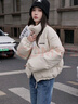 斐莉玥PU皮羽絨服女短款2025年新款韓版寬松百搭皮衣女秋冬外套白鴨絨 米白色(PU皮) L 曬單實(shí)拍圖