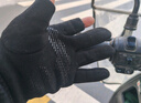 啄木鳥(niǎo)手套男冬騎行保暖加絨觸屏外賣(mài)騎摩托車(chē)防滑戶(hù)外漏二指半指手套女 黑色（二指加絨）男款 曬單實(shí)拍圖