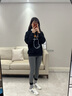 德絨打底褲雙面磨砂秋褲舒適保暖棉褲女可外穿高腰九分褲加絨棉褲 深灰色-(德絨經(jīng)典款)高腰繡字 M小碼【適合80-105斤】 曬單實(shí)拍圖