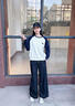lagogo【防褪色】高腰深色闊腿牛仔褲女拉谷谷2025春新款直筒褲子 深牛仔藍 M 曬單實拍圖