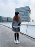 玖姿·安娜蔻MIU系學(xué)院風(fēng)100%澳毛假兩件針織衫女2025春季新款 灰色 M 曬單實拍圖