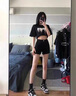 多想余黑色牛仔短褲女運動(dòng)超短褲辣妹夏季熱褲外穿顯腿長(cháng)高腰緊身包臀 黑色牛仔短褲 S 【建議85-95斤】 曬單實(shí)拍圖