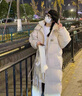 托瑪菲長(cháng)款棉服女冬季2025新款羽絨棉衣外套初中學(xué)生加厚過(guò)膝棉襖小個(gè)子 米白色 M 碼（穿100-120斤） 曬單實(shí)拍圖
