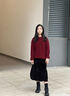 優(yōu)優(yōu)1點（Yoyo one）過年服女童兒童2025蛇年本命紅色毛衣裙子套裝新年拜年衣服女大童 19741毛衣+4541黑色 160 160cm 曬單實拍圖