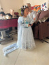 婉凱女童春夏款愛莎公主裙連衣裙拖地披紗氣質(zhì)艾莎女王QUEENDRESS裙子 裙+拖地披紗+皇冠魔法棒 120 曬單實(shí)拍圖