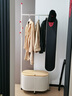 暖俠落地可移動(dòng)穿衣鏡衣帽架一體全身鏡掛衣架臥室帶鏡子臟衣簍衣架 【白色+原木色蓋板】寬70cm 曬單實(shí)拍圖