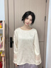 JK&JS【云為衫】緞感肌理提花 內(nèi)搭打底衫早春新款新中式t恤女長袖 米白色 S 曬單實(shí)拍圖